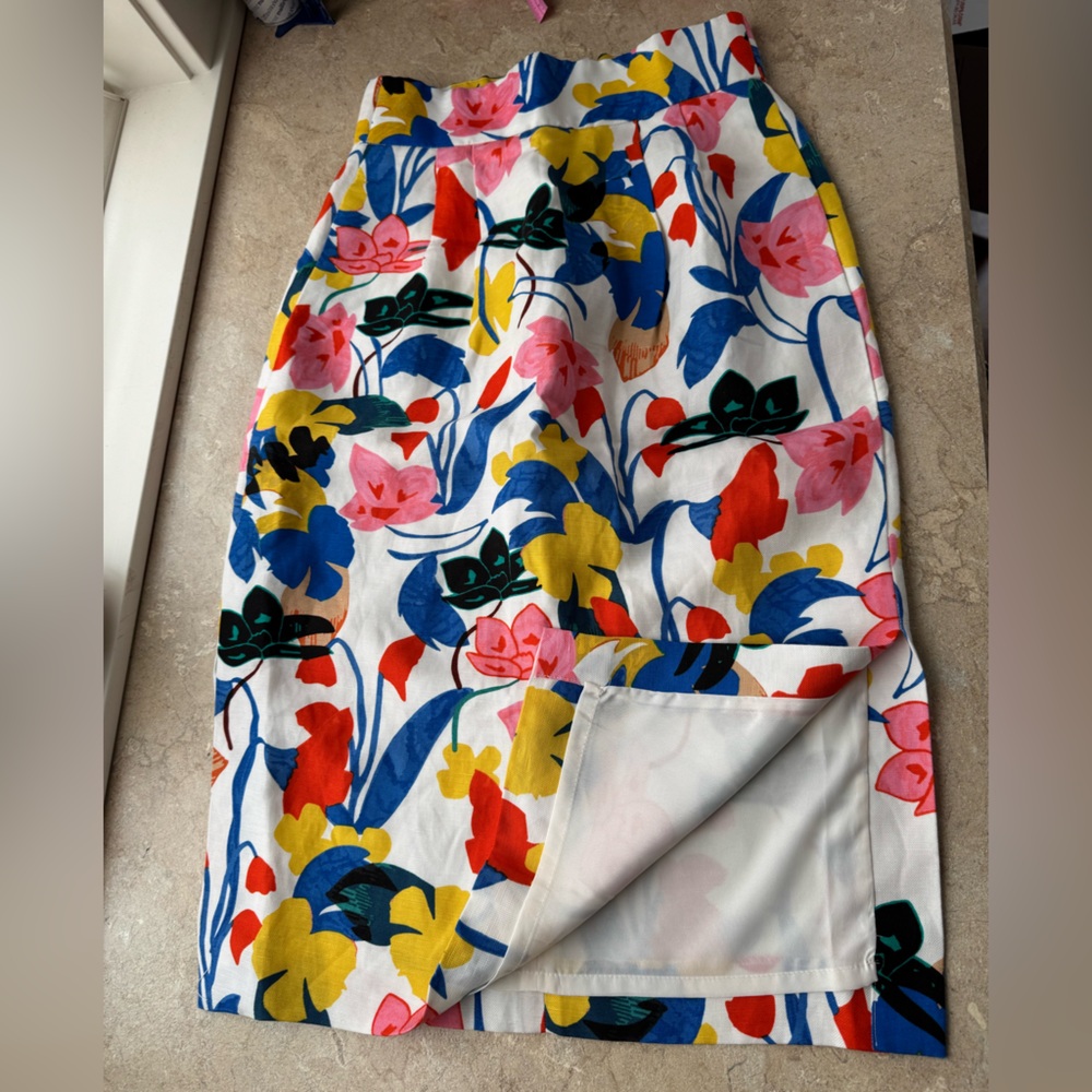 J.Crew Floral Lyocell, Linen Skirt, Size 2 - Picture 5 of 11